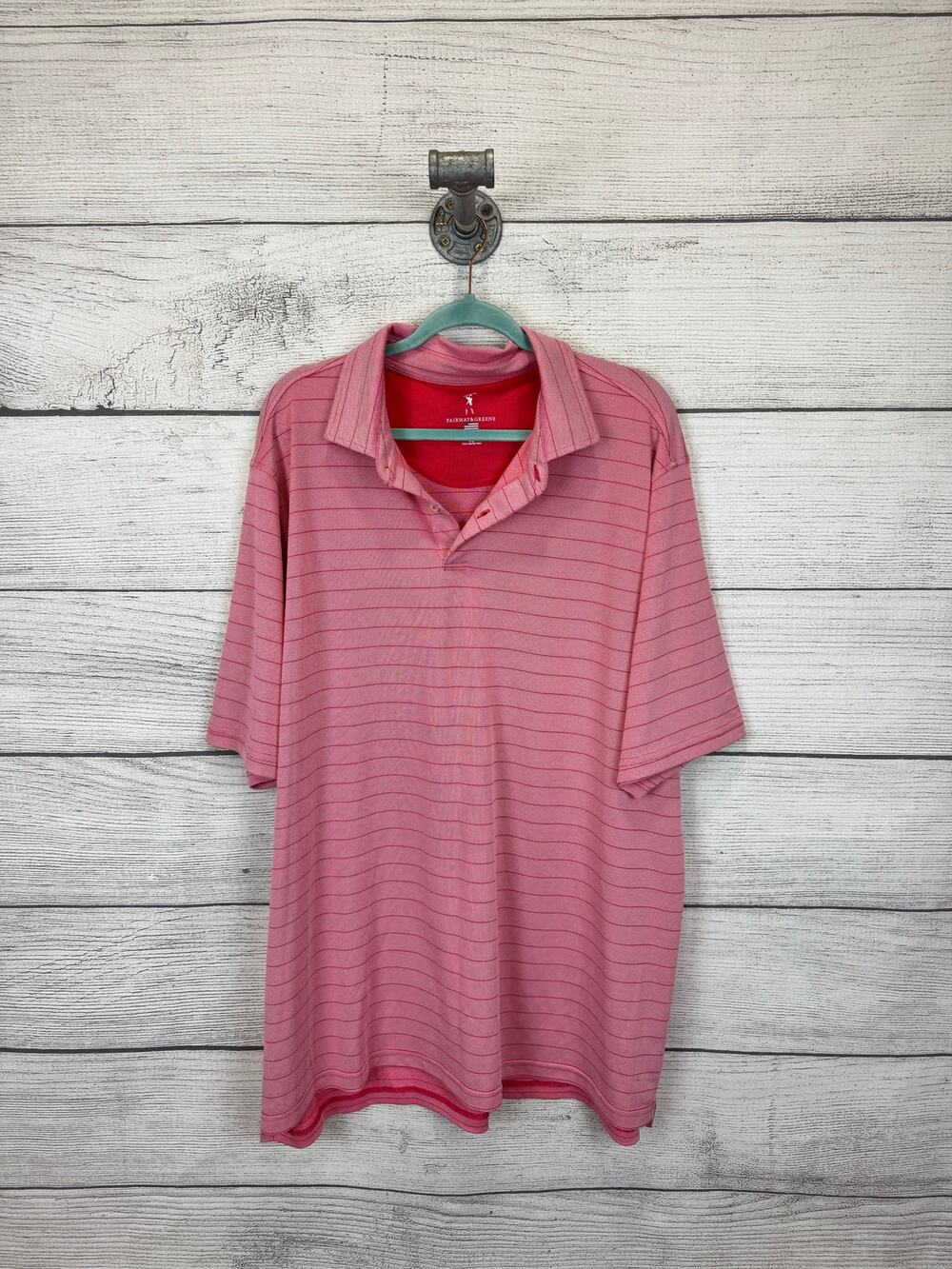 Fairway & Greene Men's Red Stripe Golf Polo Shirt Size XXXL
